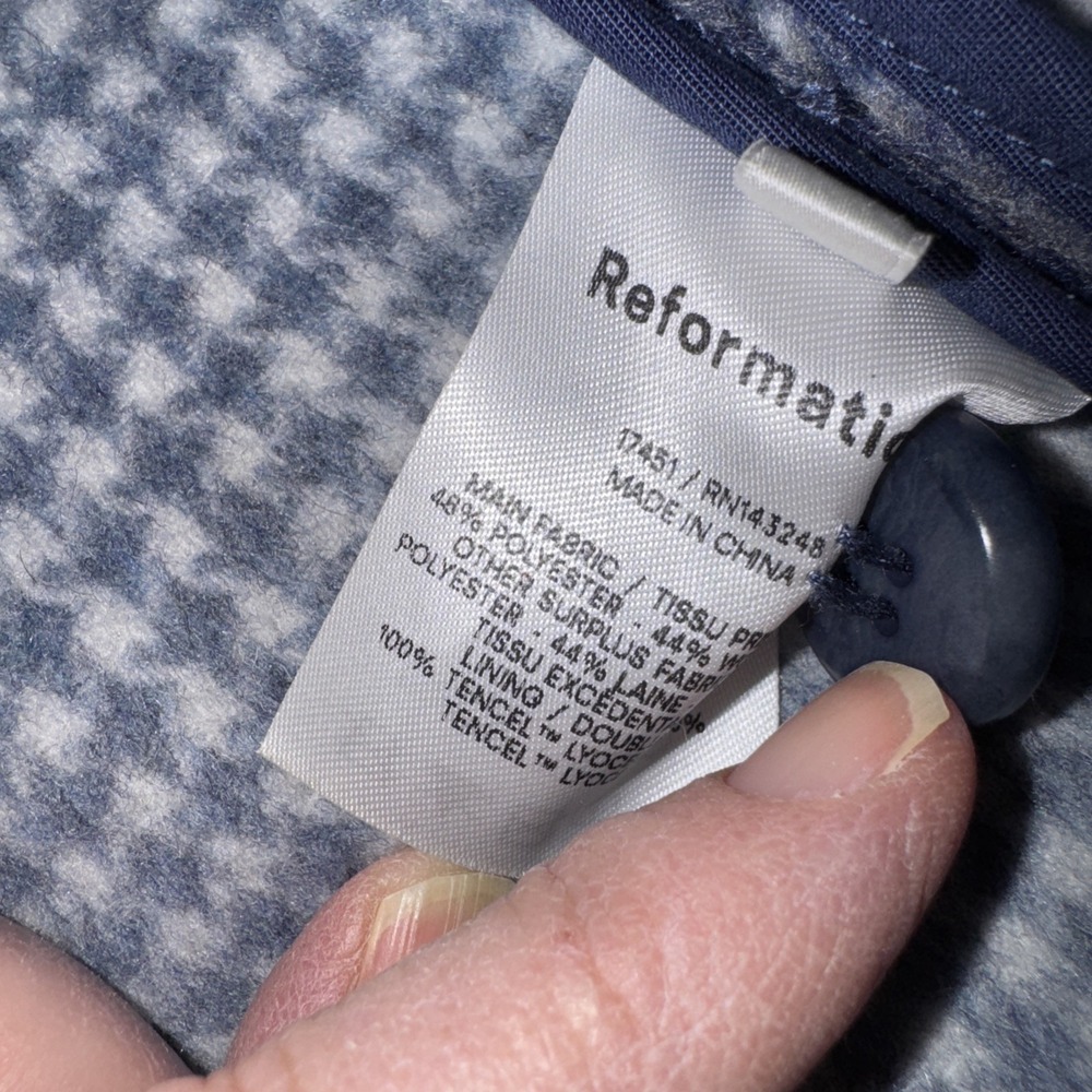 Reformation Giles Jacket Navy Plaid SZ S‎ Wool Blend Oversized Grunge Boxy EUC - Picture 6 of 10